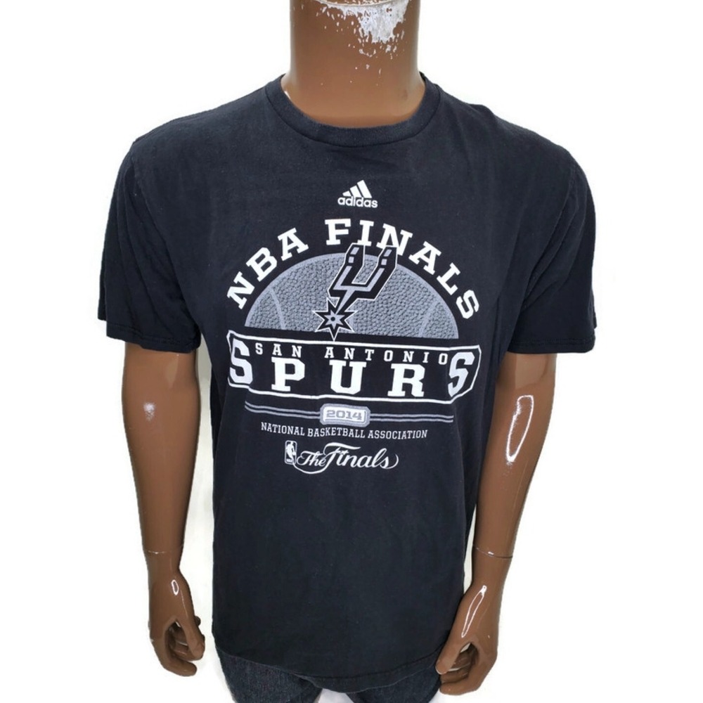 Adidas NBA Finals 2014 San Antonio Spurs Shirt Mens L Black Graphic Tee NBA
